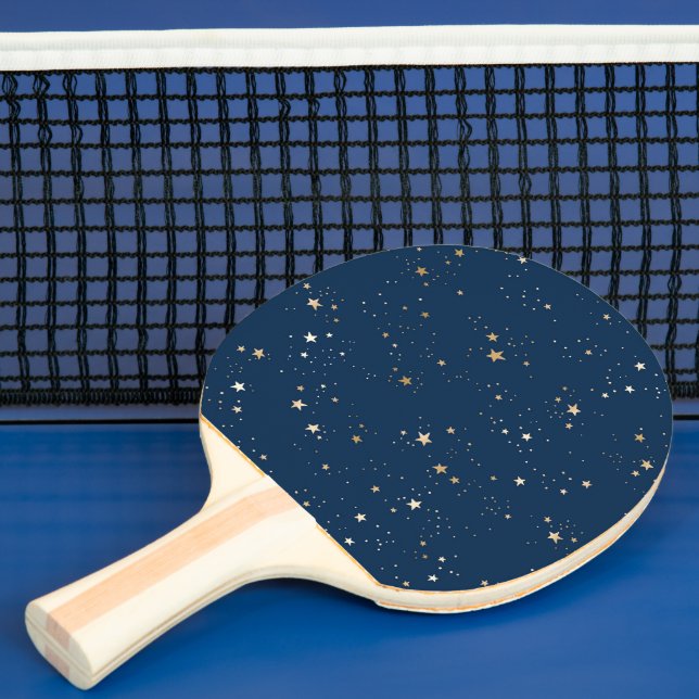 Pala De Ping Pong Estrella dorada en el patrón de la noche azul (in situ)