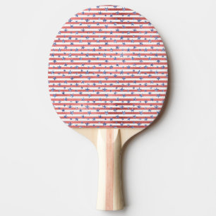 Pala De Ping Pong Estrellas azules de Purpurina blanco rojo