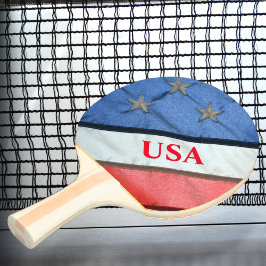 Pala De Ping Pong Estrellas blancas y azules rojas y Bandera estadou