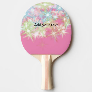 Pala De Ping Pong Estrellas brillantes rosas simples añaden tu texto