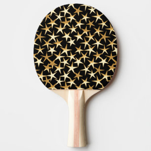 Pala De Ping Pong Estrellas doradas sobre fondo negro