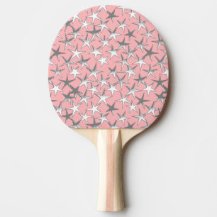 Pala De Ping Pong Estrellas plateadas, en rosa concha