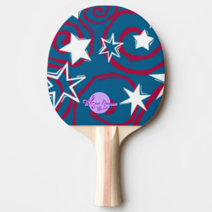 Pala De Ping Pong Estrellas rojas blancas y azules Ping Pong Paddle