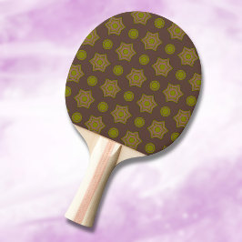 Pala De Ping Pong Estrellas y círculos en marrón y verde