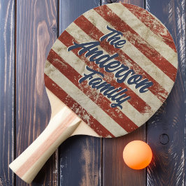 Pala De Ping Pong Estrellas y Franjas Nombre de Familia Antiguo