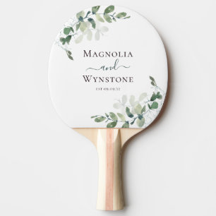 Pala De Ping Pong Eucalyptus Greenery Monograma Boda
