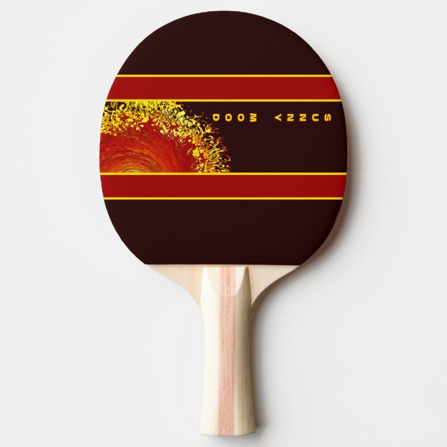 Pala De Ping Pong Explosión de sol amarillo naranja marrón abstracto (Anverso)