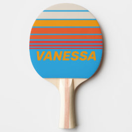 Pala De Ping Pong Faded Surf Blue Horizon Striping with Name