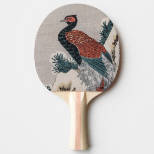 Pala De Ping Pong Faisán junto a cascada nevada de Utagawa Hiroshige