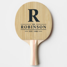 Pala De Ping Pong Familia Nombre & Inicial de Bambú Ligero