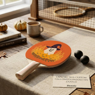 Pala De Ping Pong Fantasma Lindo y Espeluznante y Corona de Calabaza