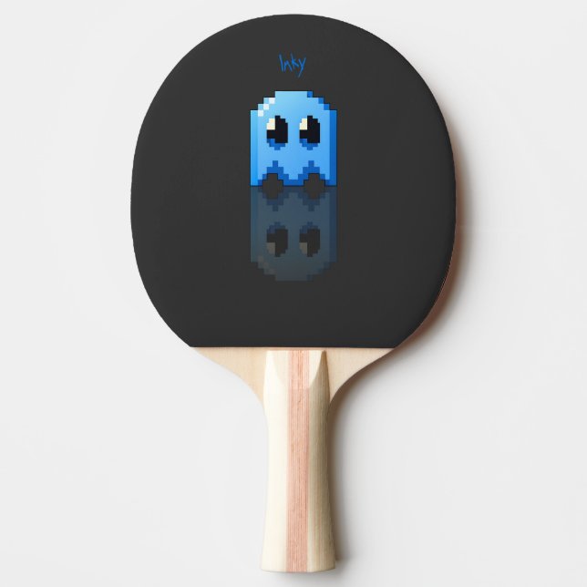 Pala De Ping Pong fantôme bleu nom perso fanart PacMan noir (Anverso)