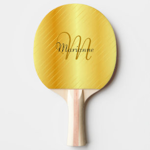 Pala De Ping Pong Faux Gold Monogramed Elegant Modern Template