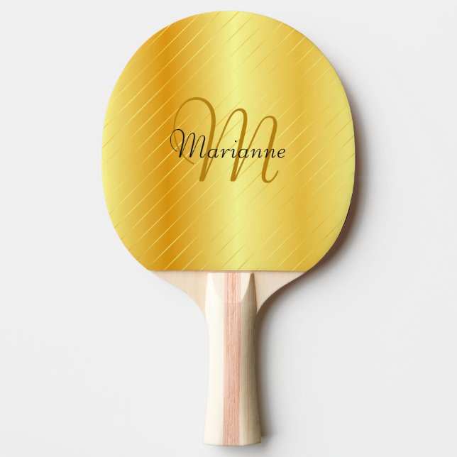 Pala De Ping Pong Faux Gold Monogramed Elegant Modern Template (Anverso)