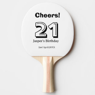 Pala De Ping Pong Felicidades 21 cumpleaños nombre en letra negrita