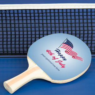 Pala De Ping Pong Feliz 4 de julio con bandera estadounidense