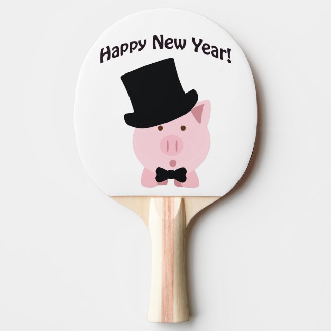 Pala De Ping Pong ¡Feliz Año Nuevo! Cerdo Dapper (Anverso)