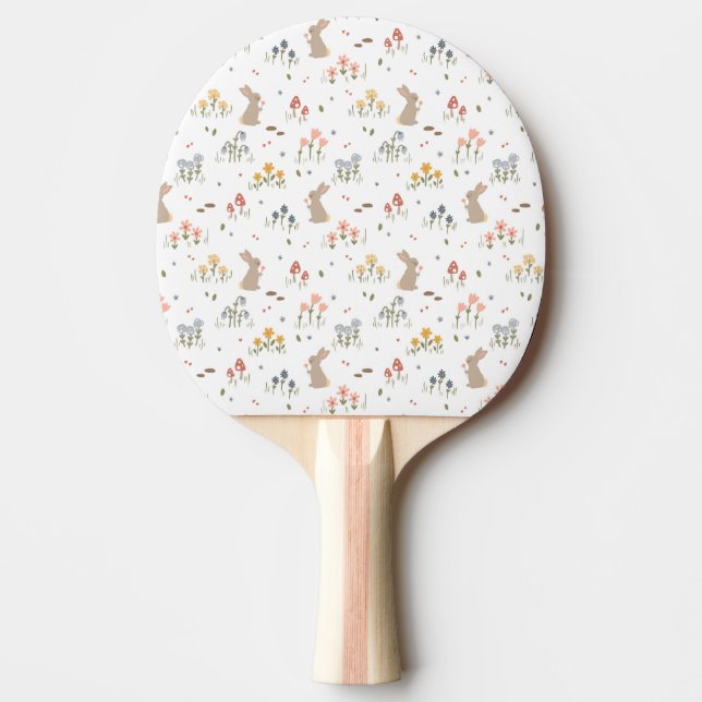 Pala De Ping Pong Feliz Conejo de Pascua Flores Silvestres Cute cone (Anverso)