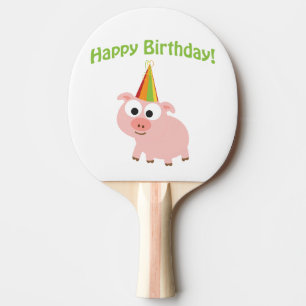 Pala De Ping Pong ¡Feliz Cumpleaños! Cerdo Lindo