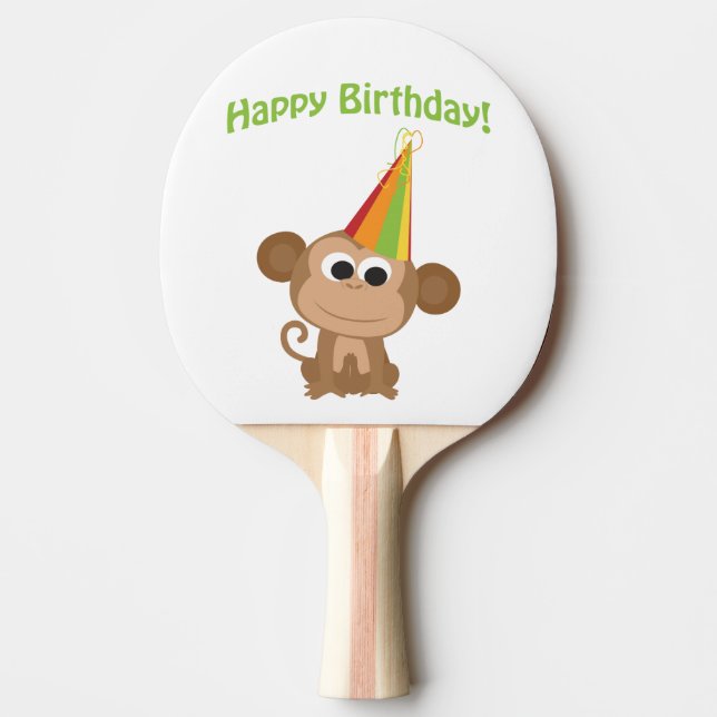 Pala De Ping Pong Feliz cumpleaños, mono (Anverso)