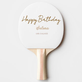 Pala De Ping Pong feliz cumpleaños nombre fecha marrón púrpura paste