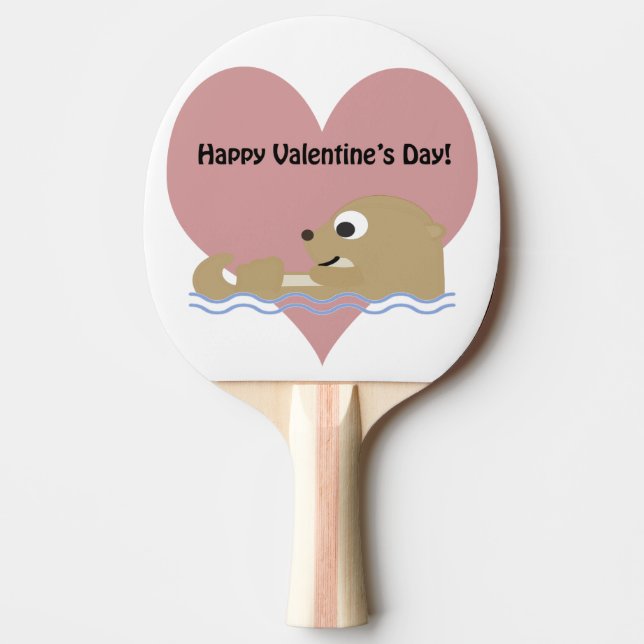Pala De Ping Pong Feliz Día de San Valentín Otter (Anverso)