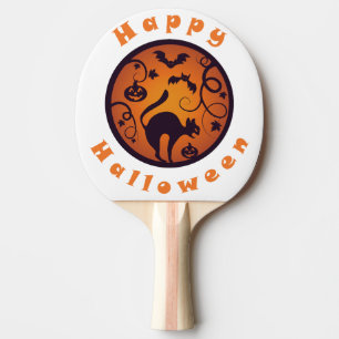 Pala De Ping Pong Feliz Halloween linterna gato negro arañas y murci