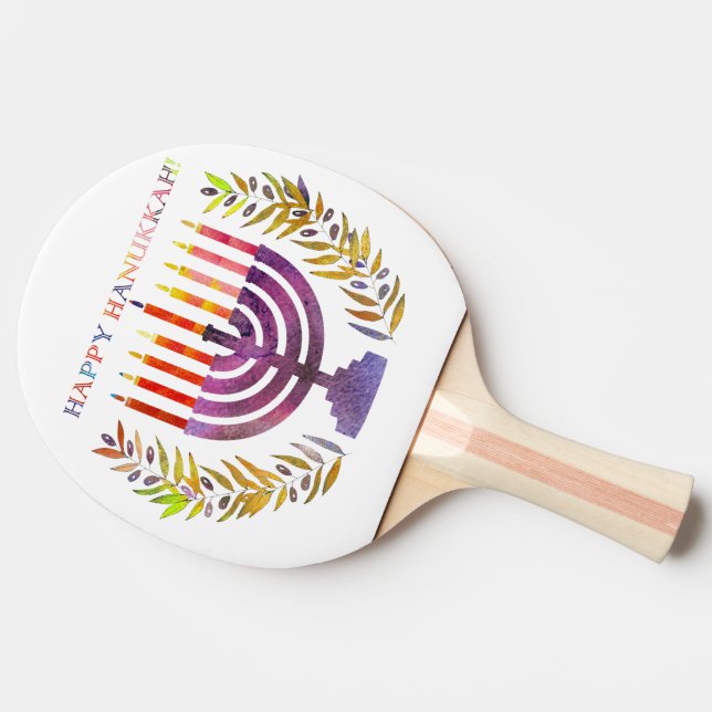 Pala De Ping Pong Feliz Hanukkah Ping Pong Paddle (Lateral)