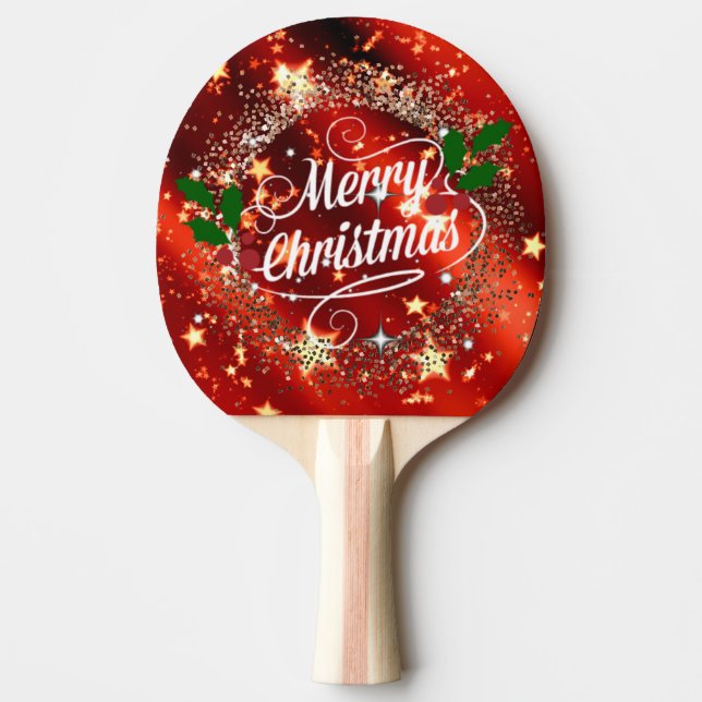 Pala De Ping Pong Feliz Navidad brillante y brillante (Anverso)