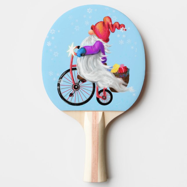 Pala De Ping Pong Feliz Navidad - Cúpula divertida con bicicletas y  (Anverso)