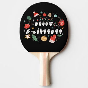 Pala De Ping Pong Feliz Navidad - Lenguaje de Señas Americano III