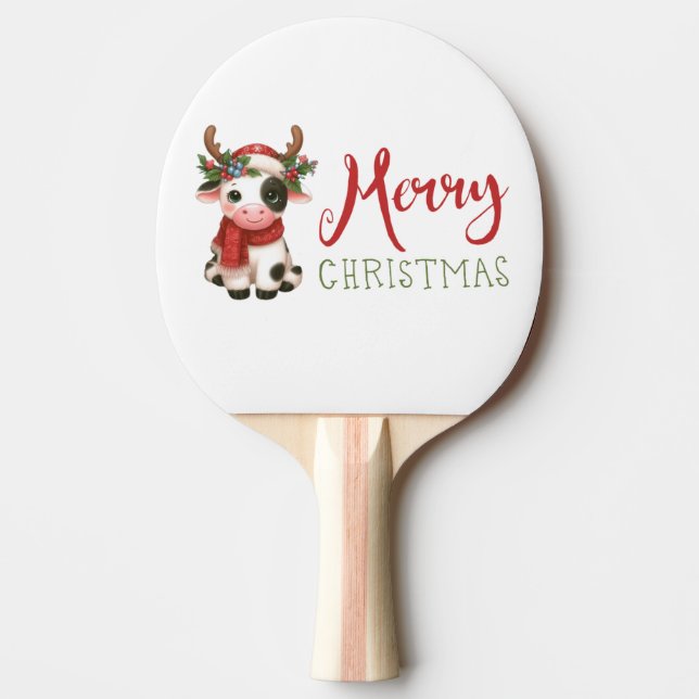 Pala De Ping Pong Feliz Navidad linda vaca (Anverso)
