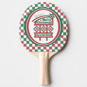 Pala De Ping Pong Feliz Navidad Retro Marquee - Alegría al mundo