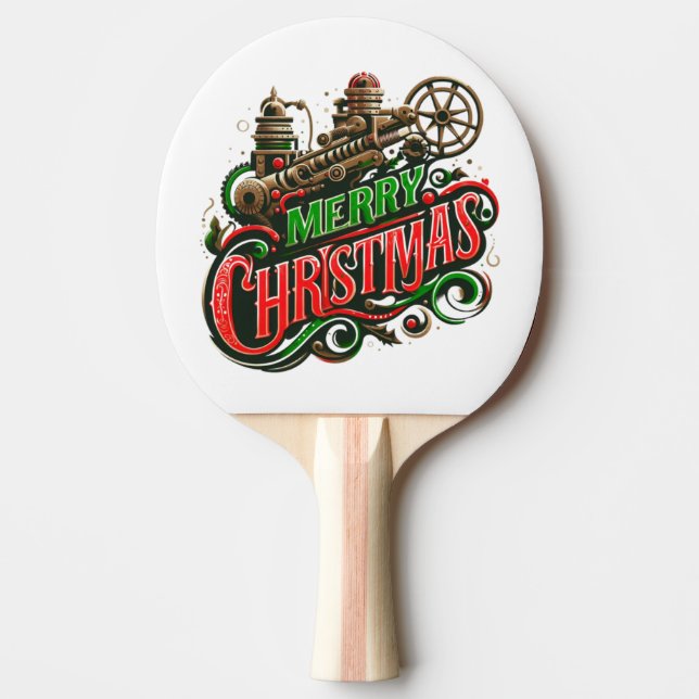 Pala De Ping Pong Feliz Navidad steampunk (Anverso)