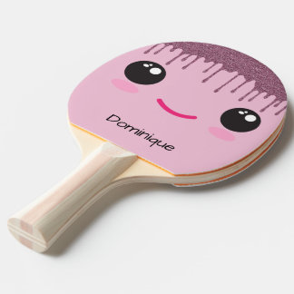 Pala De Ping Pong Feliz nombre del Personalizable de Kawaii Face Fau