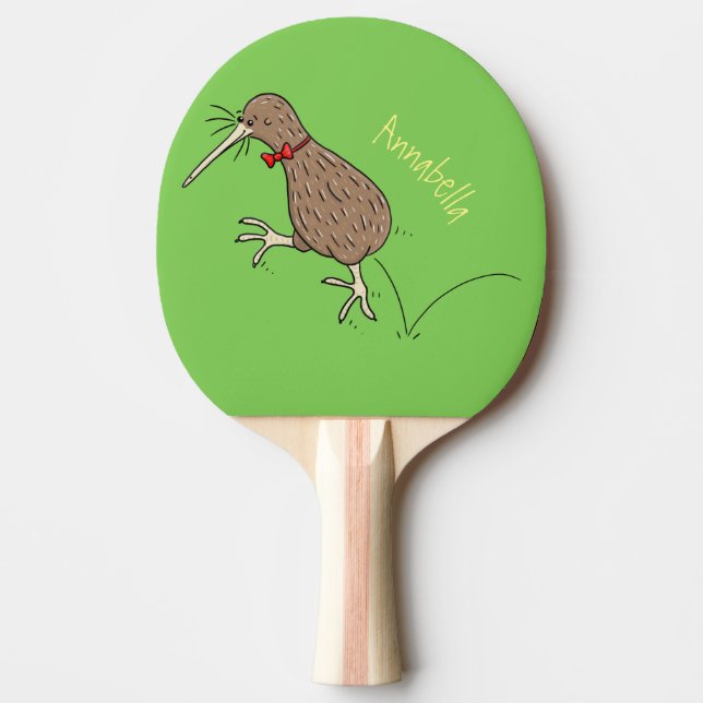 Pala De Ping Pong Feliz salto kiwi con diseño de personalizado de co (Anverso)