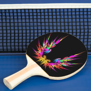 Pala De Ping Pong Fénix - arte fractal colorido sobre negro