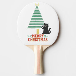 Pala De Ping Pong Festividad del Árbol de navidad del gato negro lin