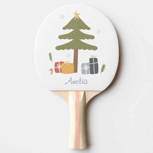 Pala De Ping Pong Festividad nórdica personalizada de árbol de Navid (Anverso)