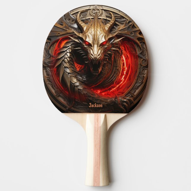 Pala De Ping Pong Fire Breathing Red Dragon Personalized (Anverso)