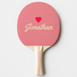 Pala De Ping Pong Firme de Corazón de Durazno de Mitad de Siglo