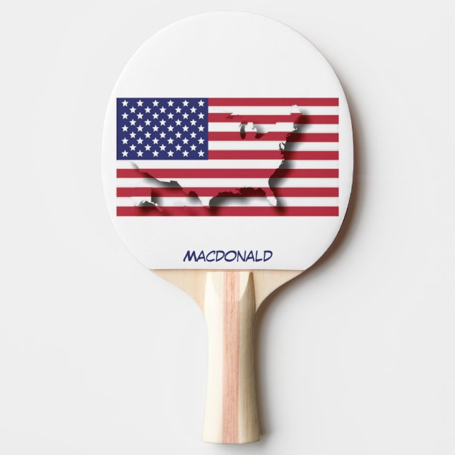 Pala De Ping Pong FLAG y MAP de EE.UU. personalizados (Anverso)