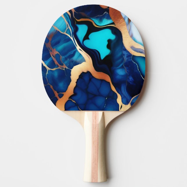 Pala De Ping Pong Flamante dorado azul trenzado (Anverso)