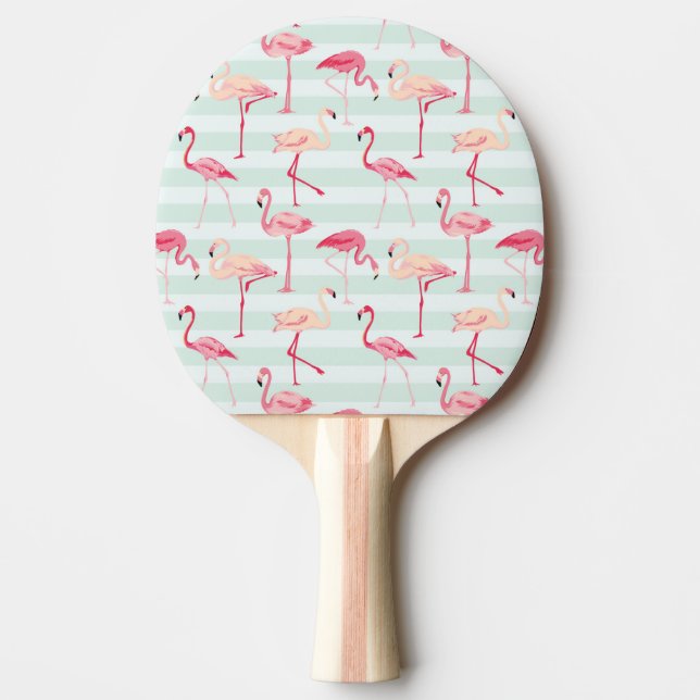 Pala De Ping Pong Flamencos retros en rayas de la menta (Anverso)