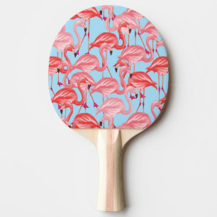 Pala De Ping Pong Flamencos rosados brillantes en azul