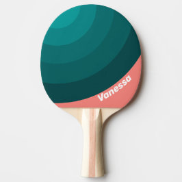 Pala De Ping Pong Flamingo Aqua Circle Stripe with Name