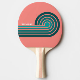 Pala De Ping Pong Flamingo Aqua Curl Rayas con Nombre