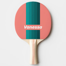 Pala De Ping Pong Flamingo Aqua Pin Stripes with Name