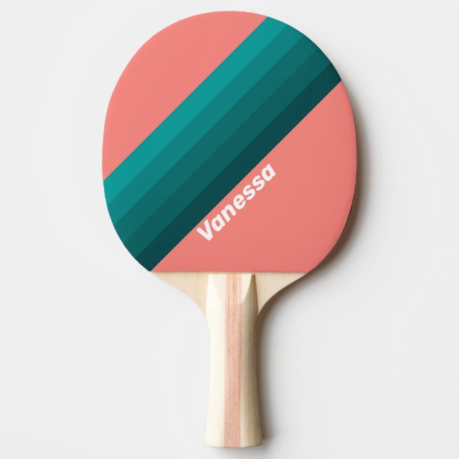 Pala De Ping Pong Flamingo Aqua Stripes with Name (Anverso)