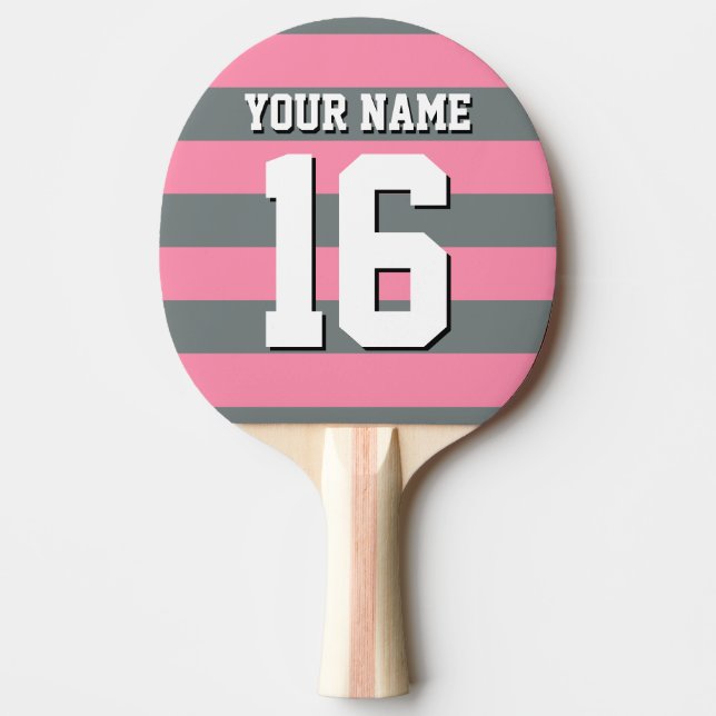 Pala De Ping Pong Flamingo Carbón Rosado Equipo Jersey Preppy Stripe (Anverso)
